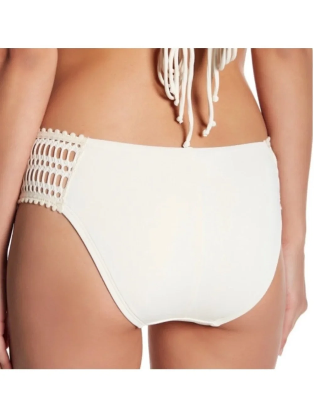 Robin Piccone Sophia Cream Crochet Bikini Swim Bottoms Size Medium